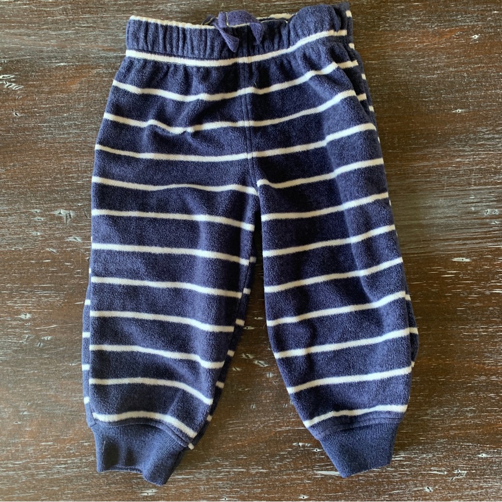 3/$12 Navy Blue Fleece Pants with White Stripes